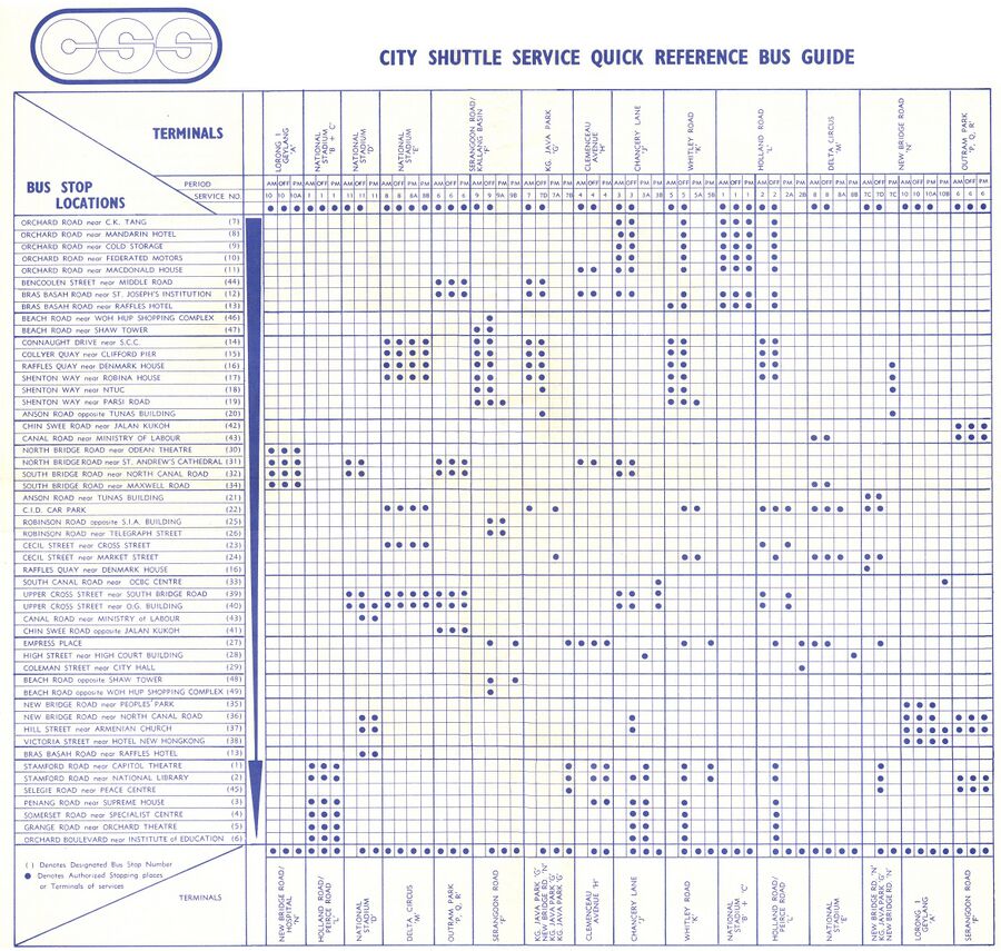 CSS Bus Guide (Map) - 20 Feb 1975 (Back)