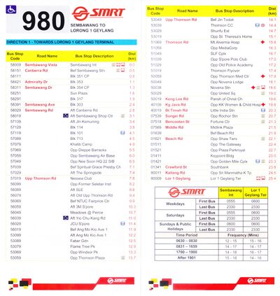 SMRT Second Generation - White: Services 980 - 991 - SgWiki
